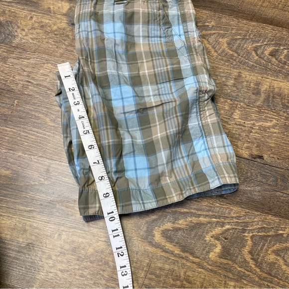 CLEARANCE Vintage Y2K Abercrombie Fitch Womens 0 Tan Blue Plaid Bermuda Shorts - Picture 8 of 8